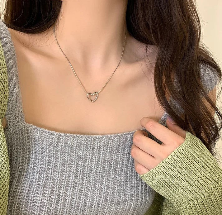 Silver Hollow Heart Pendant