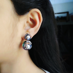 Premium Multi Color Floral Pearl Earring
