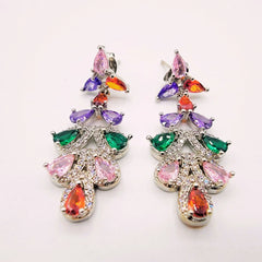 Premium Multi-Color Fall Earrings – Sparkling Crystal Paved Elegance