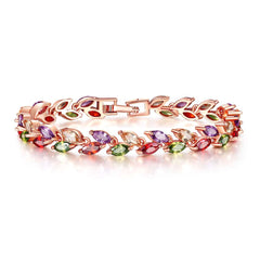 Dual Leaf Multicolor Art. Zircona Bracelet