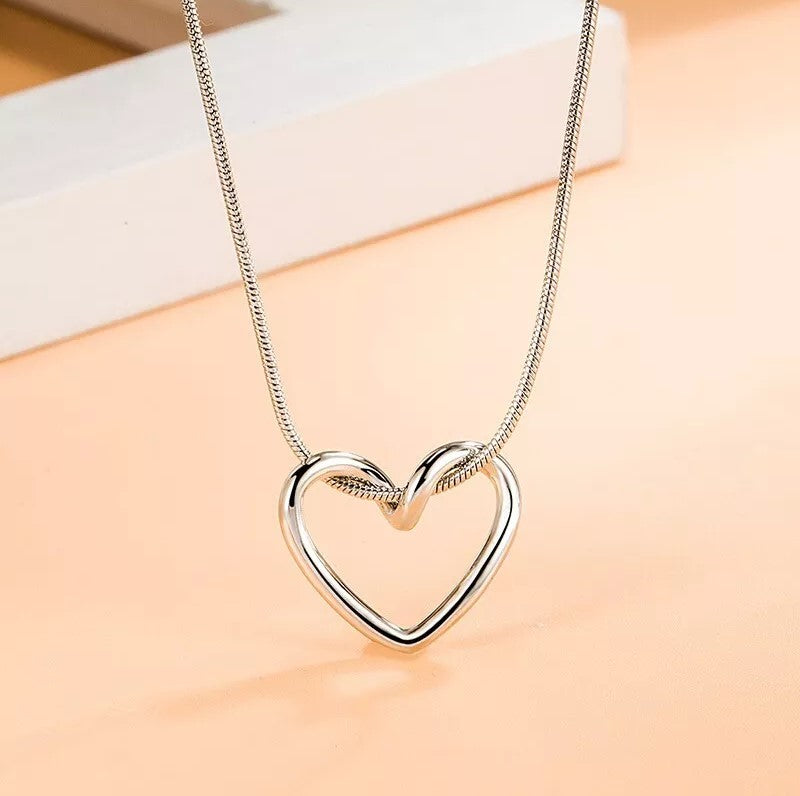 Silver Hollow Heart Pendant