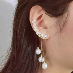 Pearl Tassel Ear Bone Clip Fall Earrings