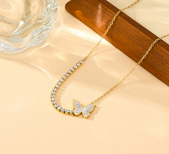Butterfly Lux Pendant Necklace with Precious Stones