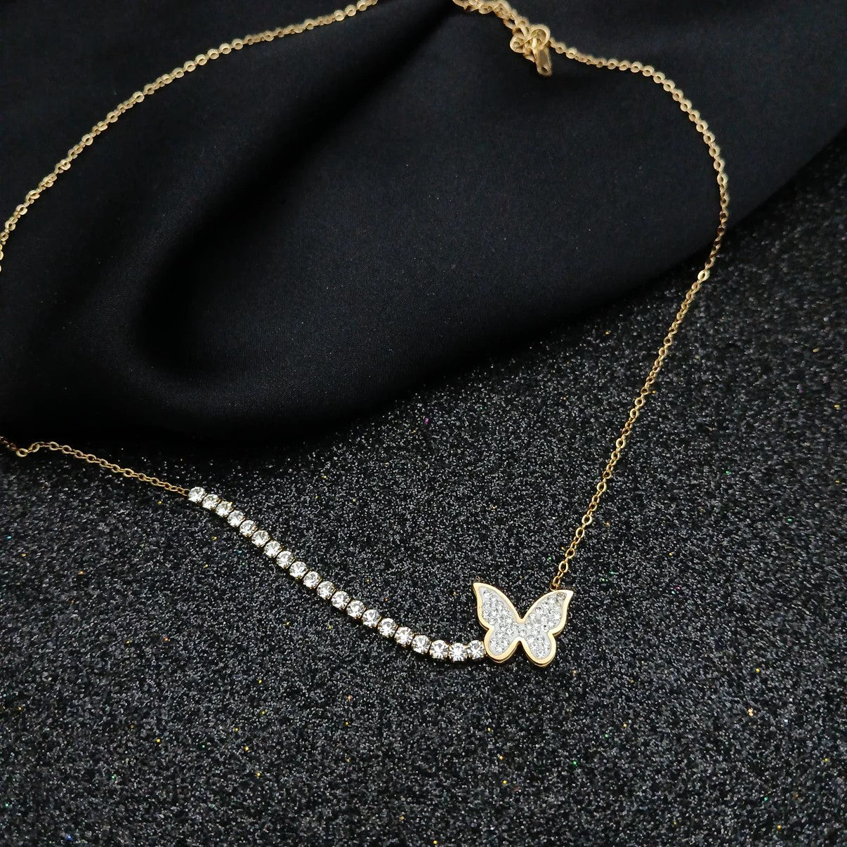 Butterfly Lux Pendant Necklace with Precious Stones
