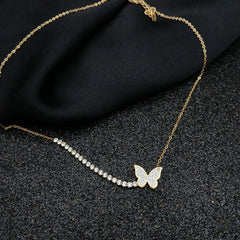 Butterfly Lux Pendant Necklace with Precious Stones