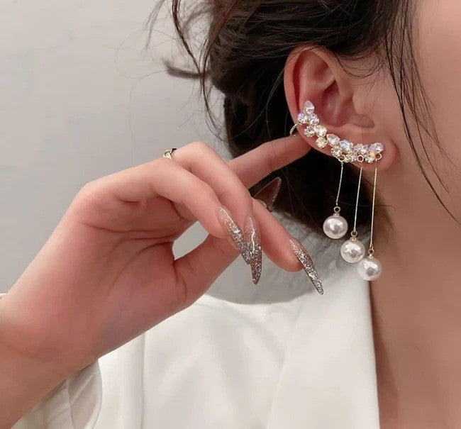 Pearl Tassel Ear Bone Clip Fall Earrings