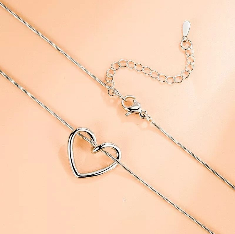 Silver Hollow Heart Pendant