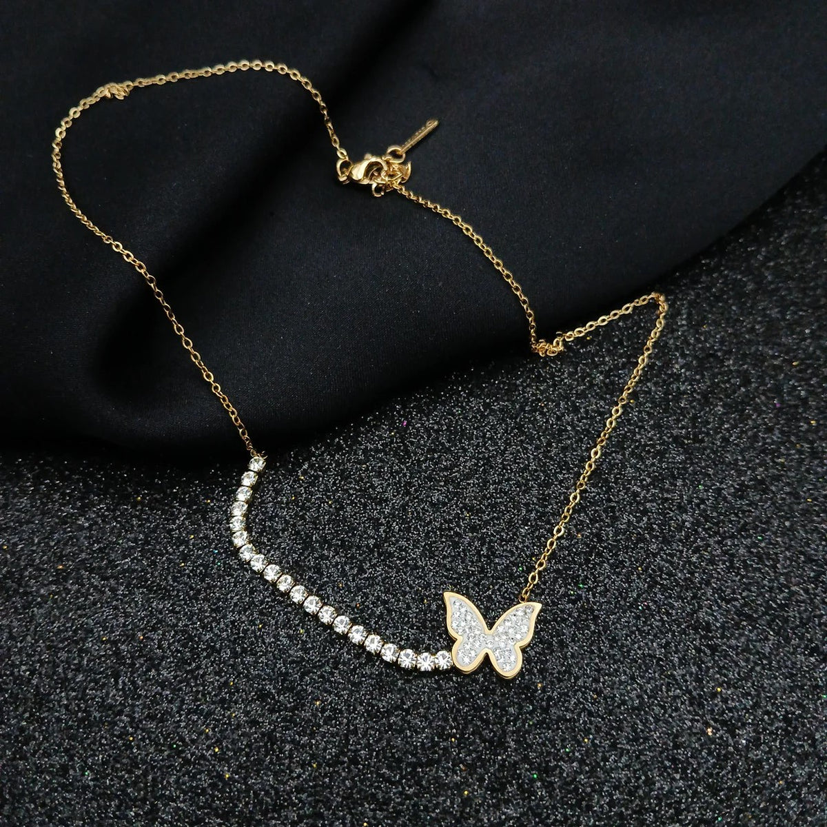 Butterfly Lux Pendant Necklace with Precious Stones