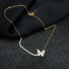 Butterfly Lux Pendant Necklace with Precious Stones