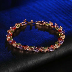 Dual Leaf Multicolor Art. Zircona Bracelet