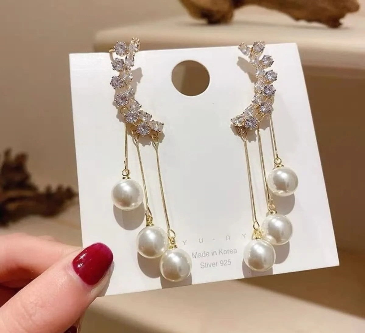 Pearl Tassel Ear Bone Clip Fall Earrings
