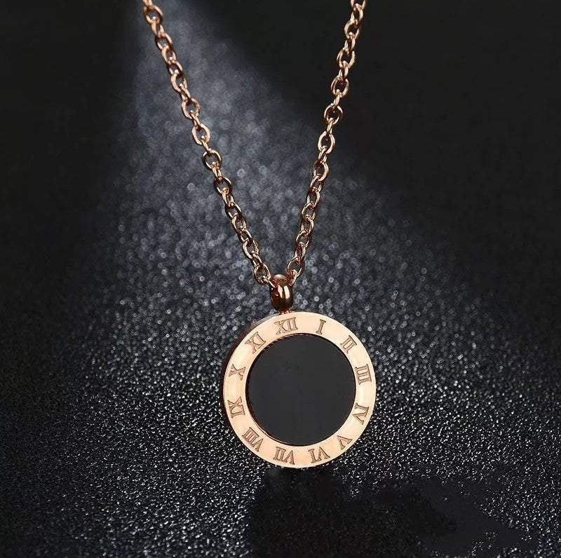 Gold Roman Numerals Pendant Set