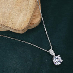 Plated Silver Necklace Pendant Women Simulated White Sapphire Jewelry