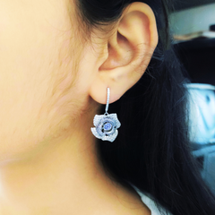 Premium Silver Rose Fall Paved Earring