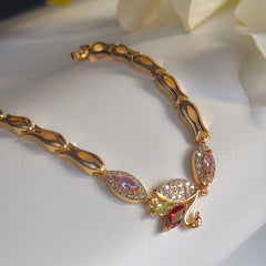 Elegant Peacock Art. Zircona Bracelet