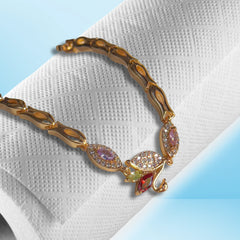 Elegant Peacock Art. Zircona Bracelet