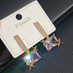 Luxury Ultra Modern Square Cz Earrings High Finish