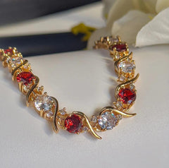 Red & Crystal Art. CZ Bracelet