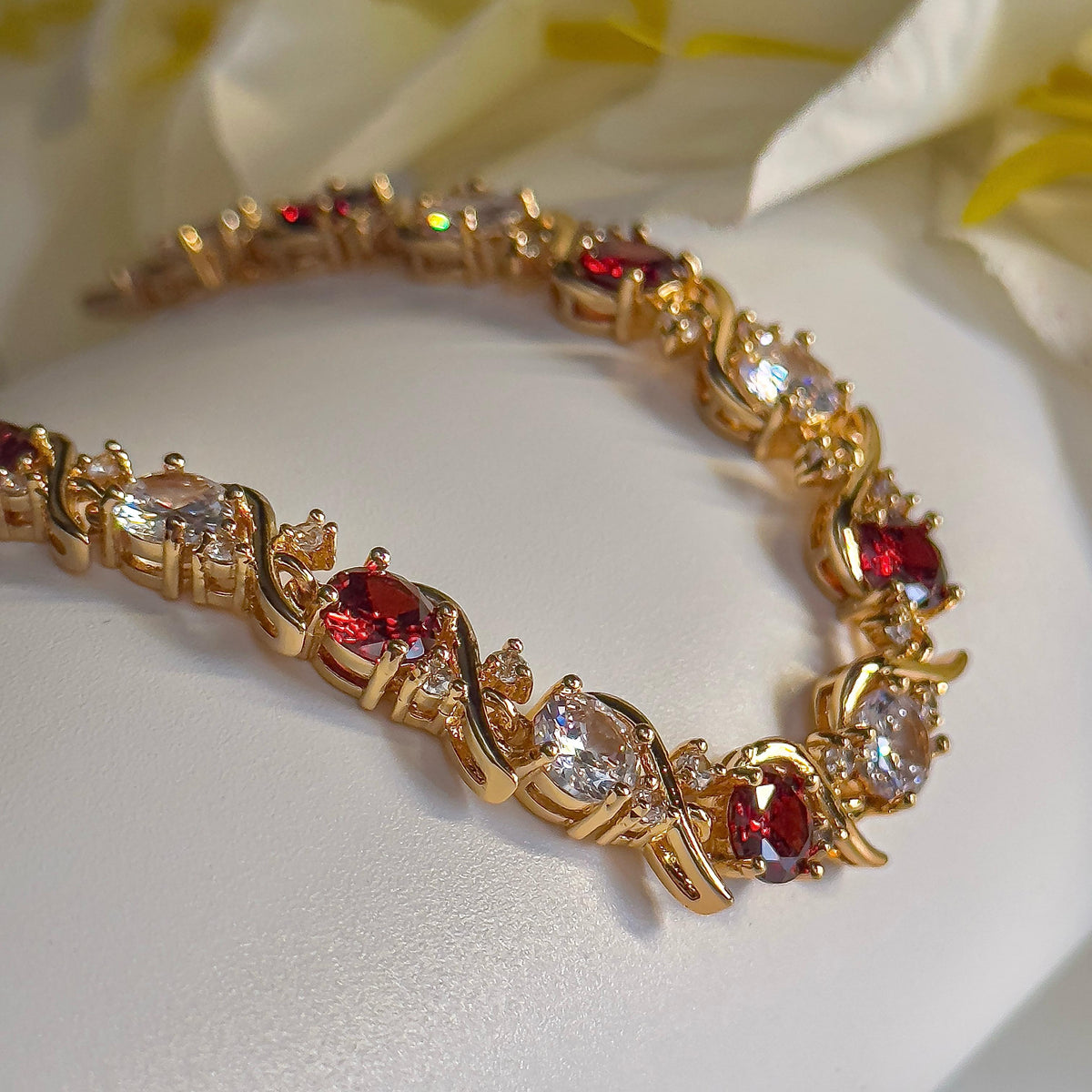 Red & Crystal Art. CZ Bracelet