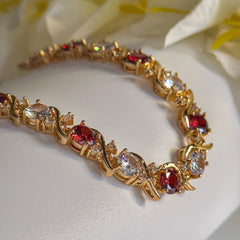 Red & Crystal Art. CZ Bracelet