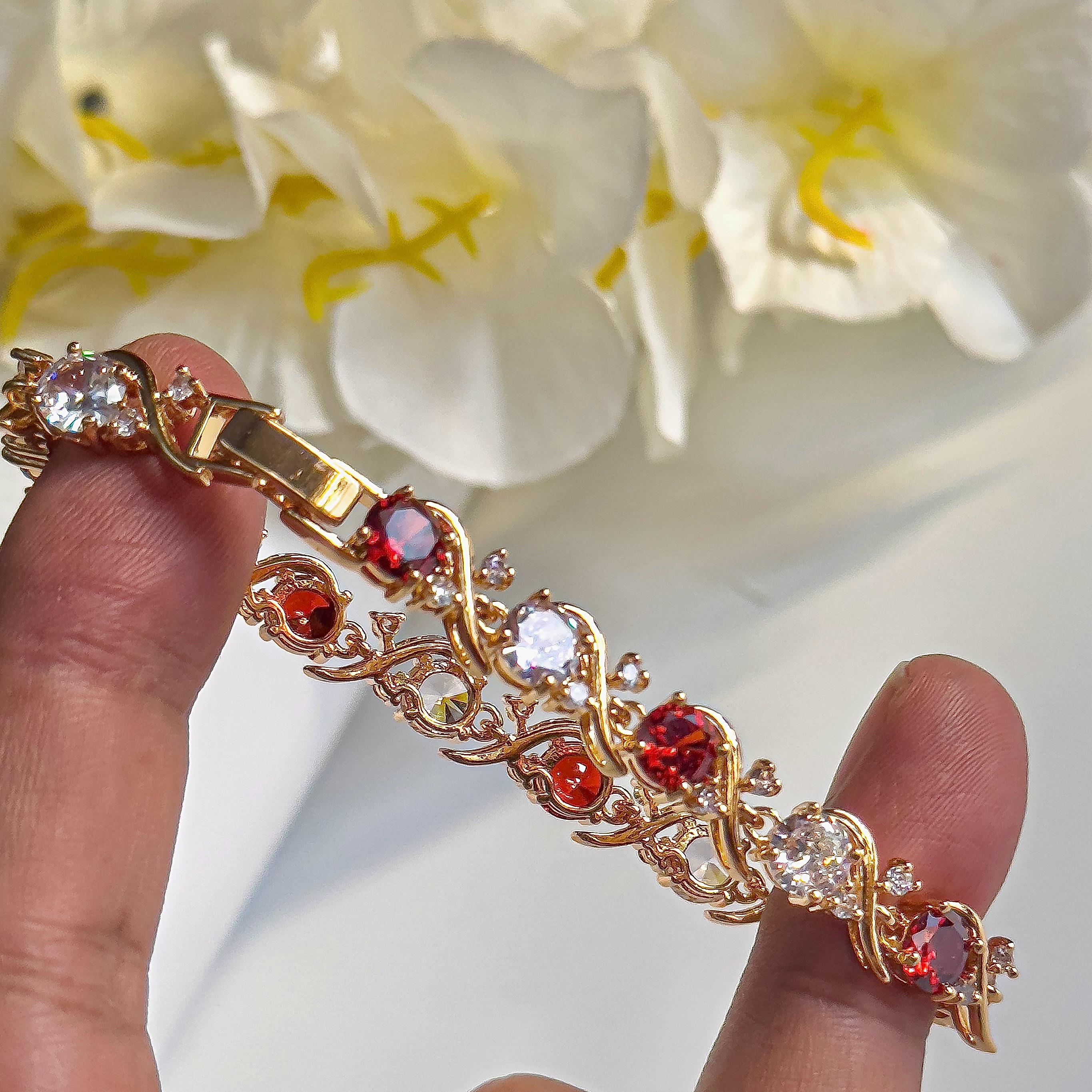 Red & Crystal Art. CZ Bracelet