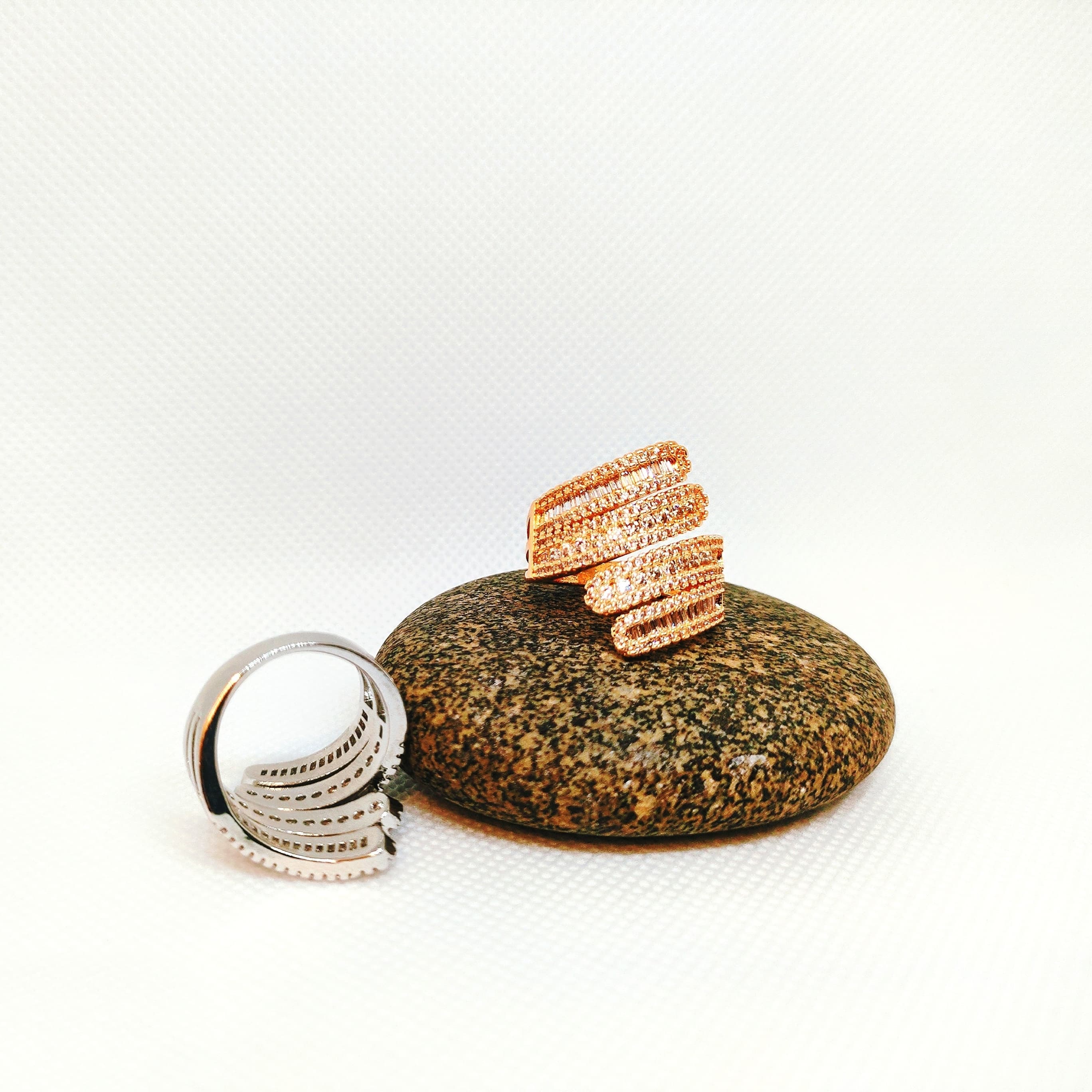 Premium Adjustable Paved Stone Finger Ring
