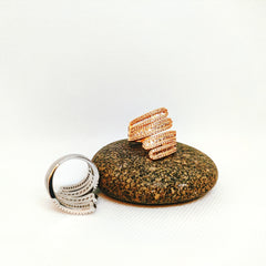Premium Adjustable Paved Stone Finger Ring