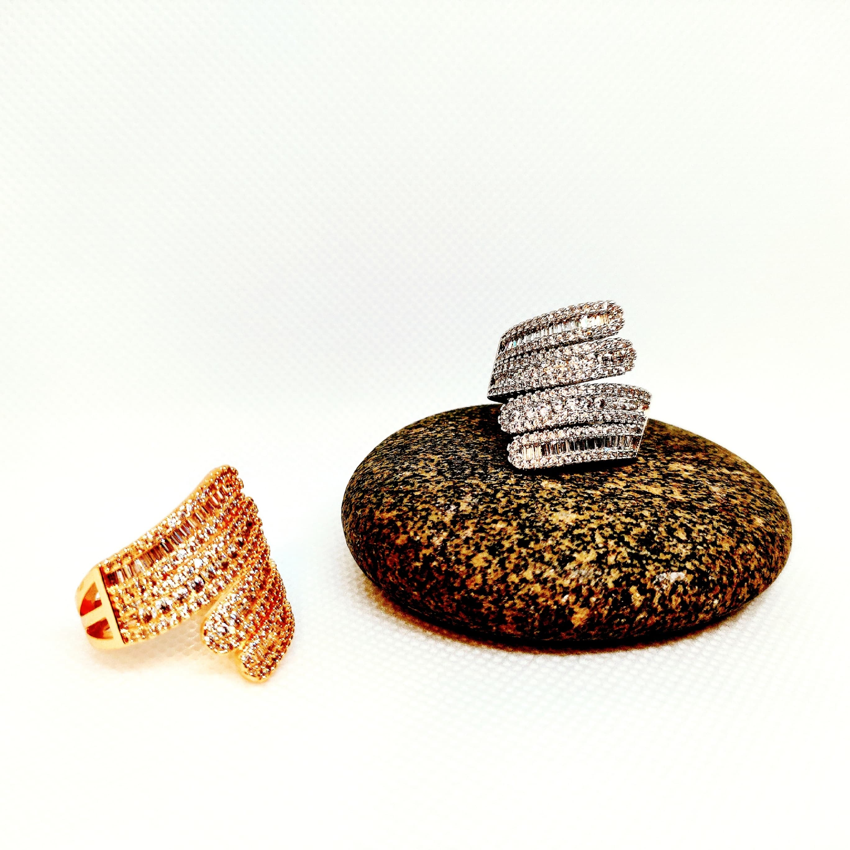 Premium Adjustable Paved Stone Finger Ring