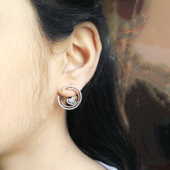 Premium Paved Stone Heart Circle Ear Studs