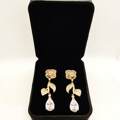 Premium Paved Stone Floral Fall Earrings