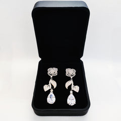 Premium Paved Stone Floral Fall Earrings