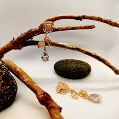 Premium Paved Stone Floral Fall Earrings