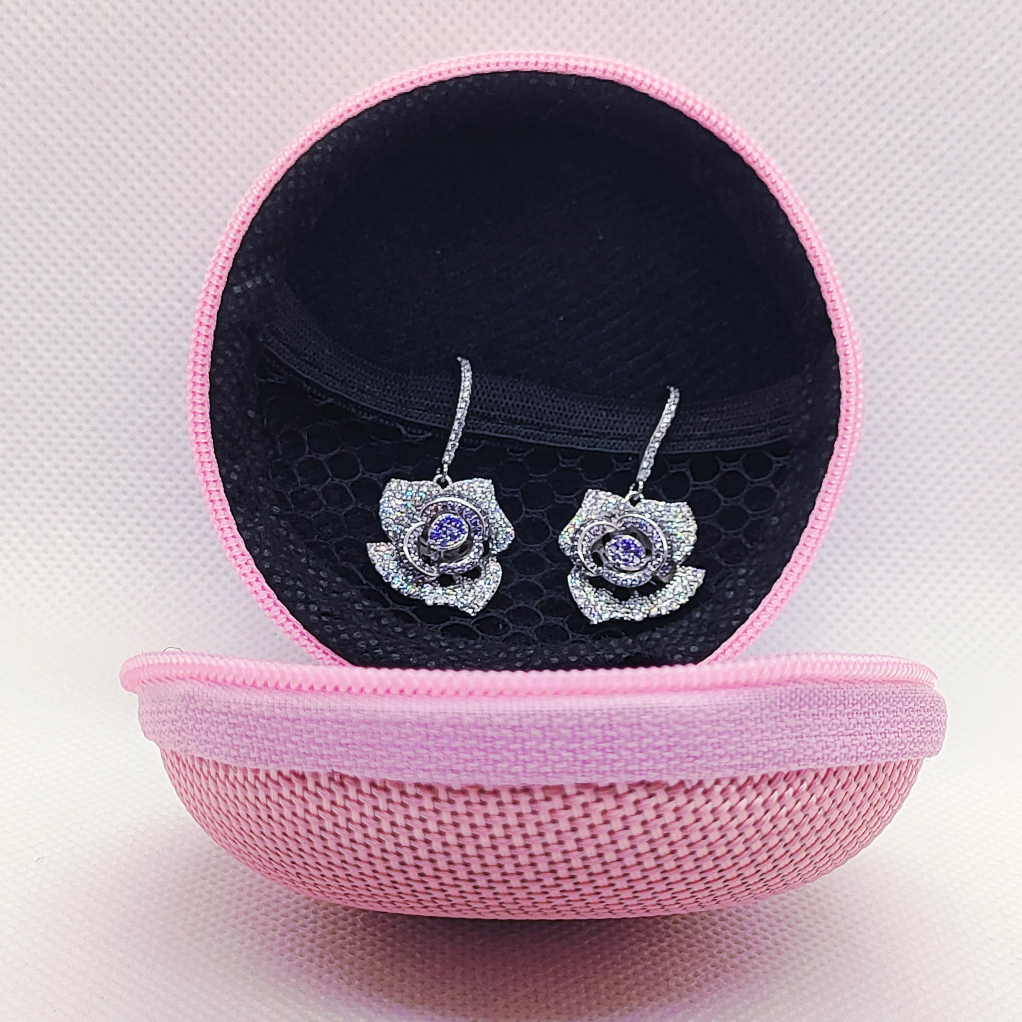 Premium Silver Rose Fall Paved Earring