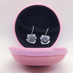 Premium Silver Rose Fall Paved Earring