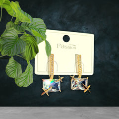 Luxury Ultra Modern Square Cz Earrings High Finish