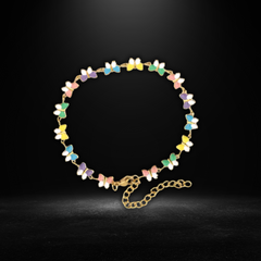 Bright Colorful Enamel Butterfly Chain Necklace Bracelet Jewelry Set Women