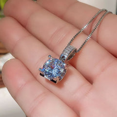 Plated Silver Necklace Pendant Women Simulated White Sapphire Jewelry