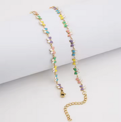 Bright Colorful Enamel Butterfly Chain Necklace Bracelet Jewelry Set Women